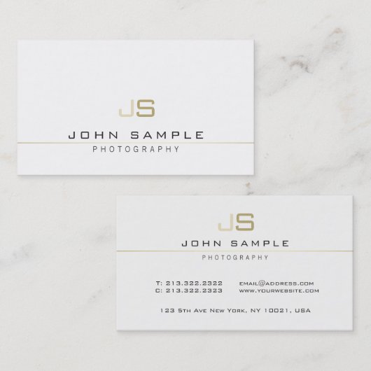 モダンプロフェッショナルエレガント写真家モノグラム 名刺 (正面/裏面)
