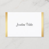 モダンプロフェッショナルエレガント手書き金ゴールド白 名刺 (正面)