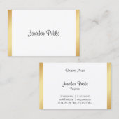 モダンプロフェッショナルエレガント手書き金ゴールド白 名刺 (正面/裏面)