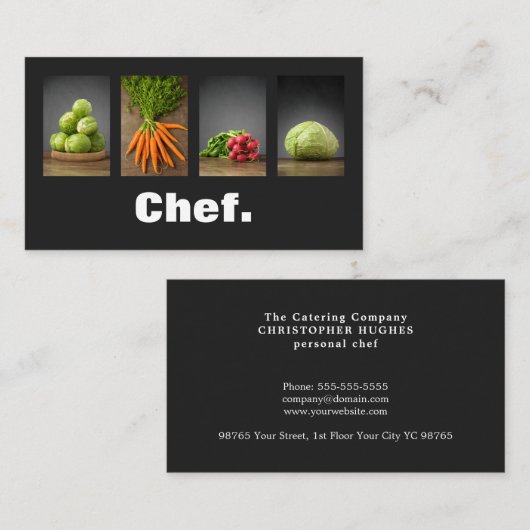 モダンプロフェッショナルエレガント栄養シェフ 名刺 (正面/裏面)