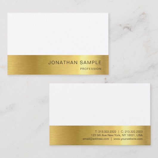 モダンプロフェッショナルエレガント金ゴールドプレミアムシルクラックス 名刺 (正面/裏面)