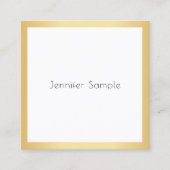 モダンプロフェッショナルエレガント金ゴールドホワイトテンプレート スクエア名刺 (正面)
