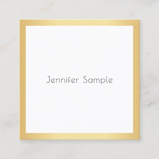 モダンプロフェッショナルエレガント金ゴールドホワイトテンプレート スクエア名刺 (正面)