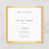 モダンプロフェッショナルエレガント金ゴールドホワイトテンプレート スクエア名刺 (裏面)