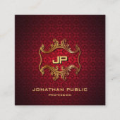 モダンプロフェッショナルエレガント金ゴールドモノグラムラグジュアリー スクエア名刺 (正面)