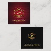 モダンプロフェッショナルエレガント金ゴールドモノグラムラグジュアリー スクエア名刺 (正面/裏面)