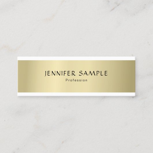 モダンプロフェッショナルエレガント金ゴールドルッシンプルク スキニー名刺 (正面)