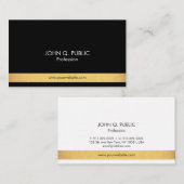 モダンプロフェッショナルエレガント金ゴールド白黒 名刺 (正面/裏面)