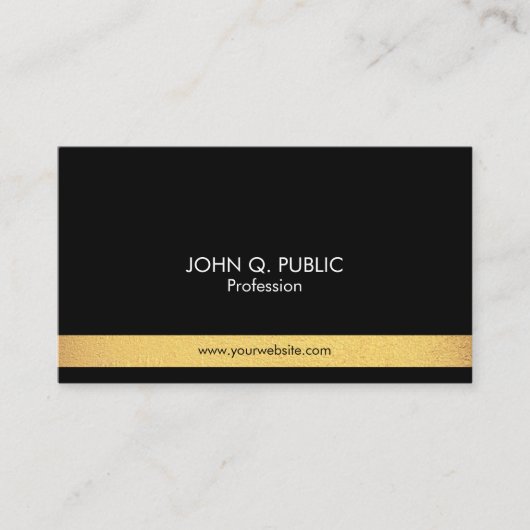 モダンプロフェッショナルエレガント金ゴールド白黒 名刺 (正面)