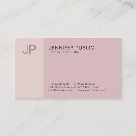 モダンプロフェッショナルカエレガントラーズモノグラムプレーン 名刺 (正面)