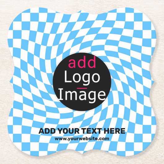 モダンプロフェッショナルカスタムビジ市松模様にャーブ ペーパーコースター (正面)