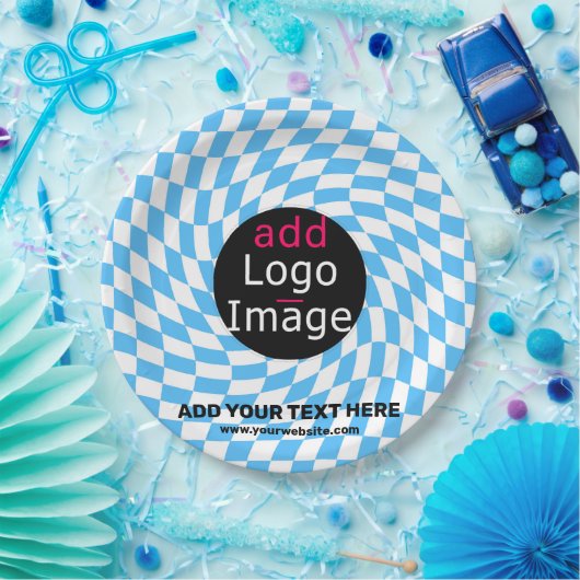 モダンプロフェッショナルカスタムビジ市松模様にャーブ ペーパープレート (パーティー)