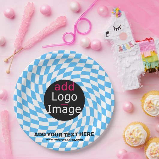 モダンプロフェッショナルカスタムビジ市松模様にャーブ ペーパープレート (パーティー)