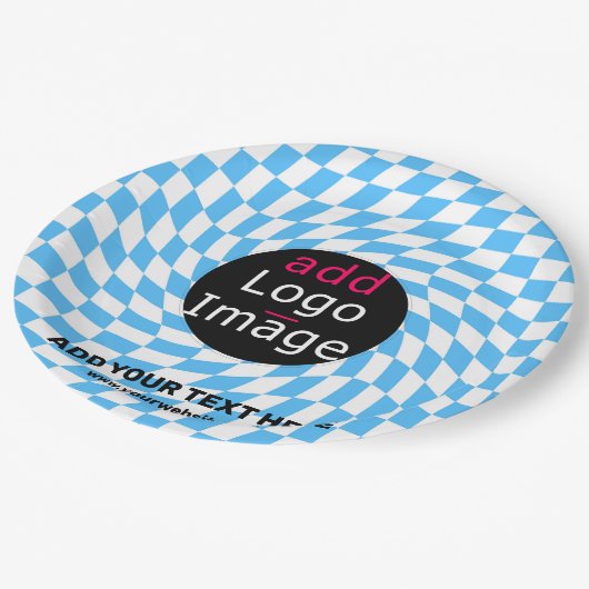 モダンプロフェッショナルカスタムビジ市松模様にャーブ ペーパープレート (アングル)