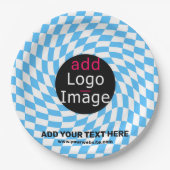 モダンプロフェッショナルカスタムビジ市松模様にャーブ ペーパープレート (正面)