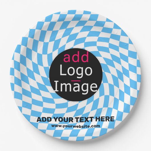 モダンプロフェッショナルカスタムビジ市松模様にャーブ ペーパープレート (正面)