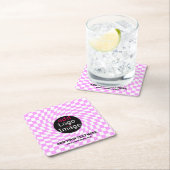 モダンプロフェッショナルカスタムブランド市松模様にピンク スクエアペーパーコースター (インサイチュ)