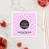 モダンプロフェッショナルカスタムブランド市松模様にピンク スタンダードカクテルナプキン (インサイチュ)