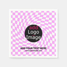 モダンプロフェッショナルカスタムブランド市松模様にピンク スタンダードカクテルナプキン