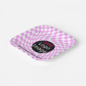 モダンプロフェッショナルカスタムブランド市松模様にピンク ペーパープレート (傾斜あり)