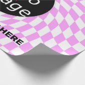 モダンプロフェッショナルカスタムブランド市松模様にピンク ラッピングペーパー (角)