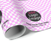 モダンプロフェッショナルカスタムブランド市松模様にピンク ラッピングペーパー (ロールコーナー)