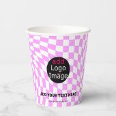 モダンプロフェッショナルカスタムブランド市松模様にピンク 紙コップ (裏面)