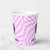 モダンプロフェッショナルカスタムブランド市松模様にピンク 紙コップ (右)