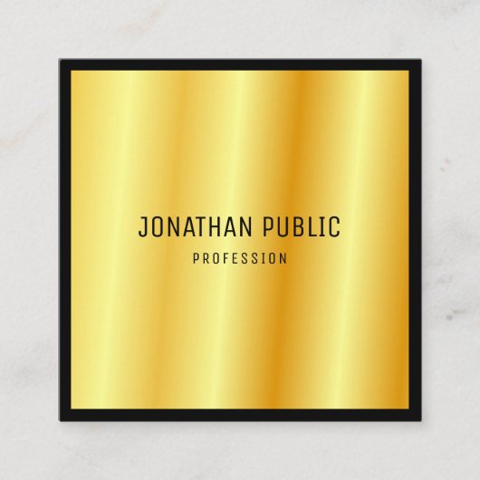モダンプロフェッショナルカスタム金ゴールドエレガントテンプレート スクエア名刺 (正面)