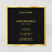 モダンプロフェッショナルカスタム金ゴールドエレガントテンプレート スクエア名刺 (裏面)