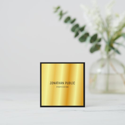 モダンプロフェッショナルカスタム金ゴールドエレガントテンプレート スクエア名刺 (スタンド正面)
