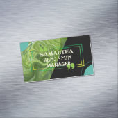 モダンプロフェッショナルクラシックグリーンブラックスタイリッシュ マグネット名刺 (インサイチュ)