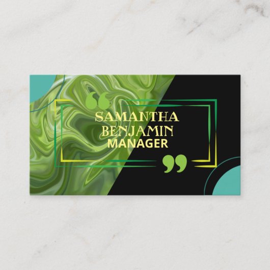 モダンプロフェッショナルクラシックグリーンブラックスタイリッシュ 名刺 (正面)