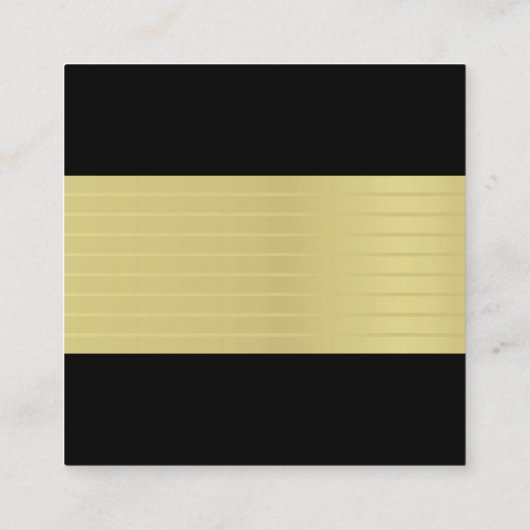 モダンプロフェッショナルクリエイティブ金ゴールドストライプのラグジュアリー スクエア名刺 (裏面)