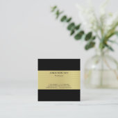 モダンプロフェッショナルクリエイティブ金ゴールドストライプのラグジュアリー スクエア名刺 (スタンド正面)