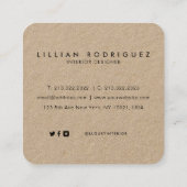 モダンプロフェッショナルク素朴ラフトブラックシグネチャー スクエア名刺 (裏面)