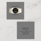モダンプロフェッショナルグレイ発光カスタムロゴ スクエア名刺 (正面/裏面)