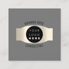 モダンプロフェッショナルグレイ発光カスタムロゴ スクエア名刺
