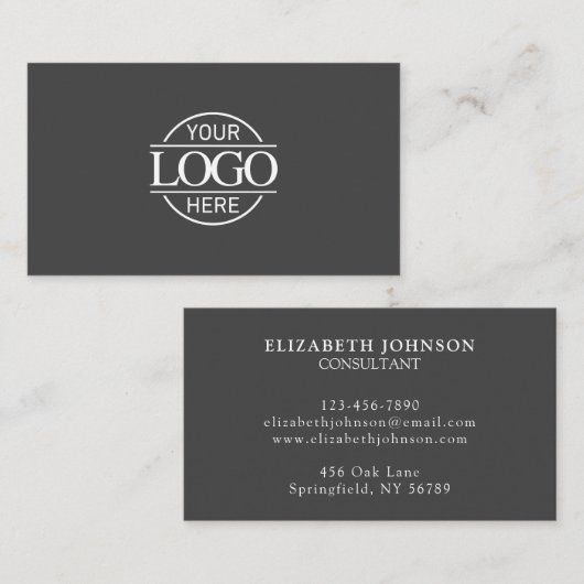 モダンプロフェッショナルグレーとホワイト会社のロゴ 名刺 (正面/裏面)