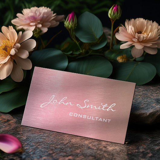 モダンプロフェッショナルコンサルタントピンクローズゴールドフォイル 名刺