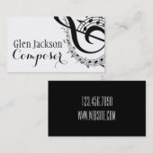 モダンプロフェッショナルコンポーザ音楽ノートミュージシャン 名刺 (正面/裏面)