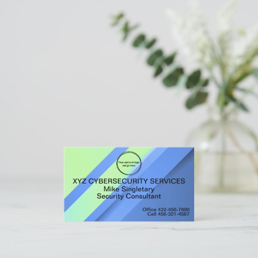 モダンプロフェッショナルサイバーセキュリティ保護 名刺 (スタンド正面)