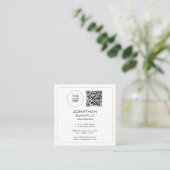 モダンプロフェッショナルシンプルテンプレートQRコード&ロゴ スクエア名刺 (スタンド正面)