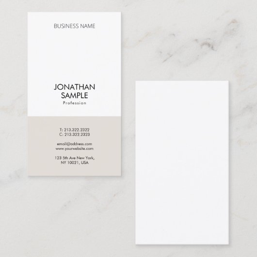 モダンプロフェッショナルシンプルデザイン垂直平面 名刺 (正面/裏面)