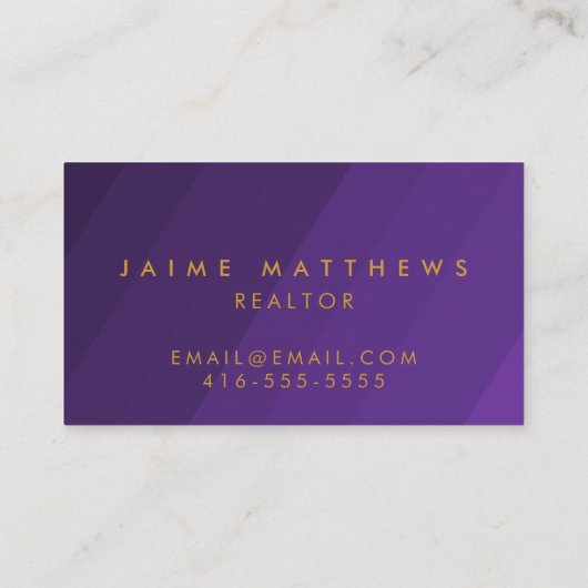 モダンプロフェッショナルシンプルパープ王室のルと金ゴールド 名刺 (裏面)