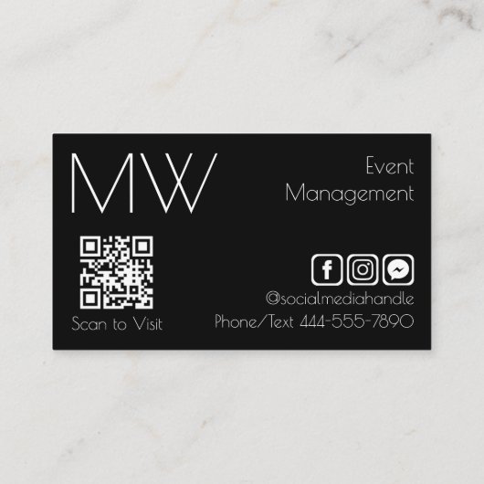 モダンプロフェッショナルシンプル白黒ミニマリスト 名刺 (裏面)