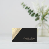 モダンプロフェッショナルシンプル、キラキラ、ブラック 名刺 (スタンド正面)