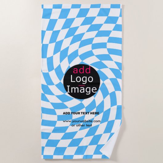 モダンプロフェッショナルシ市松模様にッ淡い色のルブルーカスタム ビーチタオル (正面)