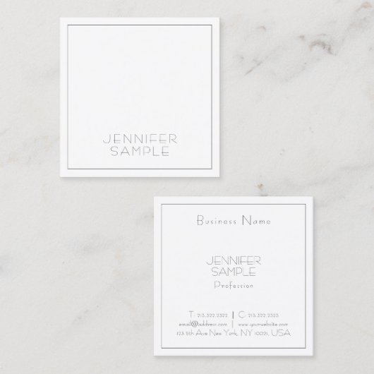 モダンプロフェッショナルスクエアエレガントグジュアリープレーン スクエア名刺 (正面/裏面)
