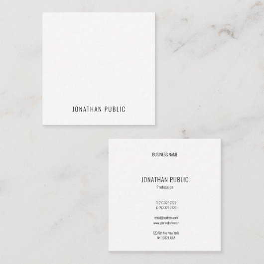 モダンプロフェッショナルスタイリッシュテンプレートトレンディー スクエア名刺 (正面/裏面)